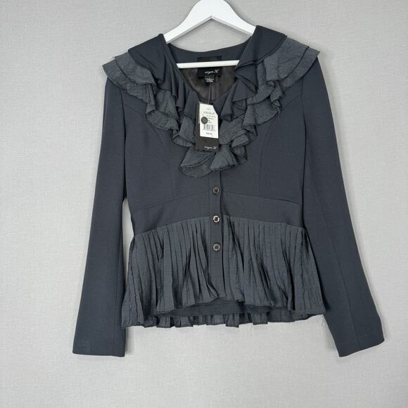 Aryn K. Womens Jacket L Gray Ruffle Button Cardigan Victorian Whimsigoth Fairy - Picture 1 of 13